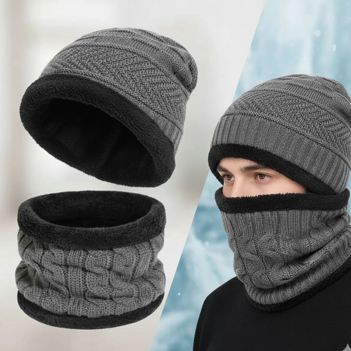 Men Woolen Cap with Face Cover