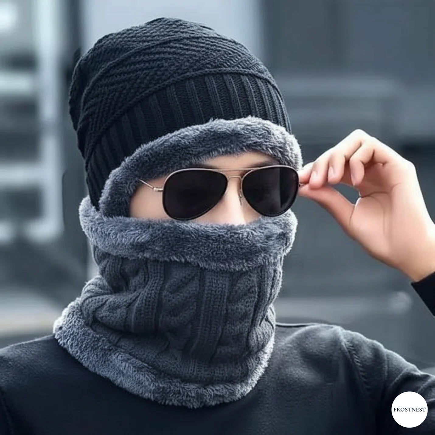 Men Woolen Cap with Face Cover