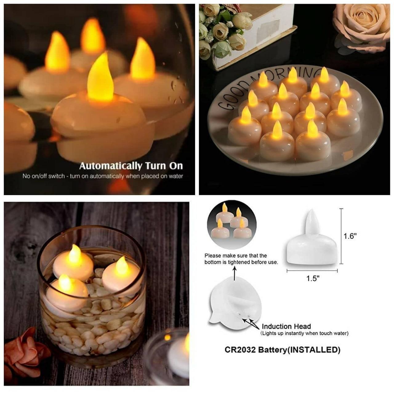 AquaGlow Floating LED Candles | Pack of 12