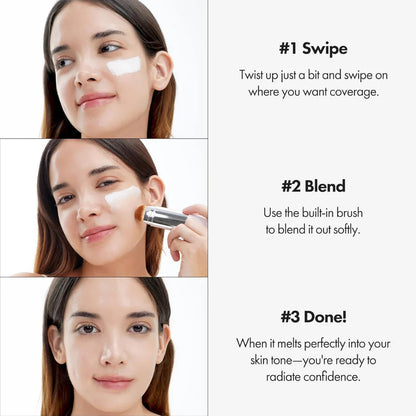 ✨ Korean 2-in-1 Color-Changing Foundation Stick + Travel Brush