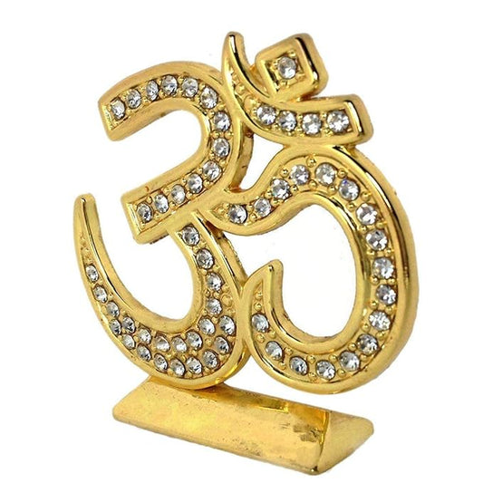 Radiant Golden Om with Diamond Accent for Car Dash