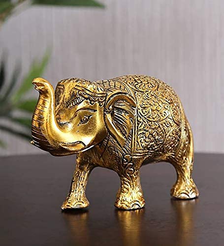 Elegant Gold-Polished Metal Elephant Showpiece